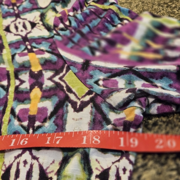 Chico's 2 Multicolor Geometric Women's Blouse Size 12 (M) 3/4 Sleeve Pullover - Picture 4 of 9